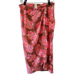 LOFT Floral Skirt‎ in Pink and Brown